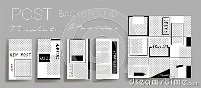 Design backgrounds for social media banner.Set of instagram stories and post frame templates.Vector cover. Vector Illustration